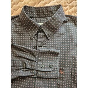 Cody James Men's 100% Cotton Long Sleeve Black, Floral Design Dress Shirt, LG